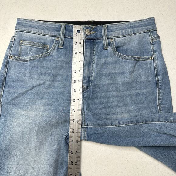 Lularoe Shorts 30 US 10 12 Skinny Bermuda Cuffed Blue Denim Tummy Panel EUC - Picture 4 of 9